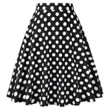 Dot 50s Vintage Woman Tunic Skirt High Waist Pleated Midi Retro Clothing Summer Audrey Hepburn Chic Swing Beach