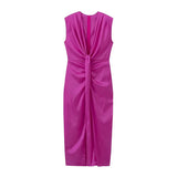 Spring/Summer Women's Temperament Elegant Sexy Pure Color High-Waist V-Neck Sleeveless
