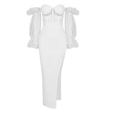 Strapless Bandages Dress 2022 New Summer Autumn Women Long Sleeve Clothes Club Celebrity Party
