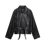 New Fashion Temperament Women's Suedo Texture Leather Coat