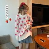 Flocking Cute Jacquard Pattern Sweater Women Korean Style Loose Lazy Style Top All-match Casual Trend Lady Long