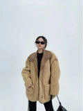 Imitation Lamb Fur Jacket for Women Elegant Lapel Thicken Warm Overcoat New Chic American Vintage