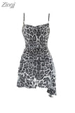 Strap Halter Sexy Leopard Backless Dress Fashion Elegant Y2k Sequins Sleeveless Club Party Dresses Bodycon 2023