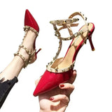 High Heels Bare Female Fine Heel Spring And Autumn New Pointed Net Red Back Empty Single