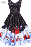 Dress Vestidos Women Sexy Halter Vintage Casual Floral Print Pin Up Retro Rockabilly Swing Party