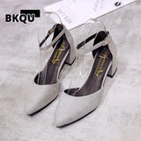 Pumps for Women Buckle Ankle Strap Red Bottom Heels Woman Leather Party Office Dress Shoes Plus