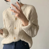Harajuku Lazy Wind Cardigan Sweater Women Autumn Winter Fashion O-Neck Casual Korean All-match Tops Female Y2k Sweater