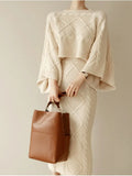 Winter New Fried Dough Twist Sweater Coat Wool Skirt Fashion Korean Two-piece Knit Suit Skirt Pullover Women's