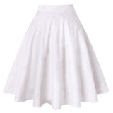 Dot 50s Vintage Woman Tunic Skirt High Waist Pleated Midi Retro Clothing Summer Audrey Hepburn Chic Swing Beach