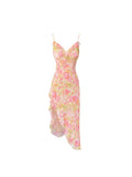 Women Sexy Backless V-Neck Floral Print Suspender Dress Fashion French Elegant Holiday Party Club Sweet Mini Dress 2023