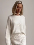 Shooting-2025 Explosion Comfortable Warm Solid Color Round Collar Knitted Tie-Up