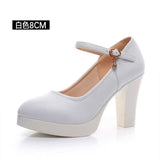 Leather Tip Tip 15CM Catwalk Ultra-High Heel Women's Thick-Sed Waterproof Table Single Shoe With Shallow Model Performance