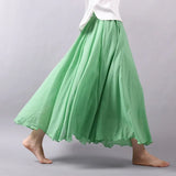 2020 Summer Women Skirt Linen Cotton Vintage Long Skirts Elastic Waist Boho Beige Pink Maxi Skirts Faldas