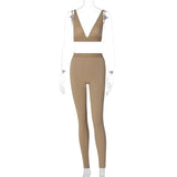 Women Tracksuit Sleeveless Vest Skinny Yoga Leggings Matching Jogger Set Solid Sporty Set 2022 Summer Workout