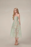 Sheer Lace Layered Strapless Midi Dress- Outfit