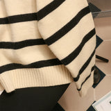 Women Sweater Oversize Zipper Knitted Pullover Long Sleeve Stripe Loose Ladies Sweaters Autumn Winter Women's