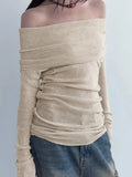 Vintage Strapless Slim Long Sleeve Knitted