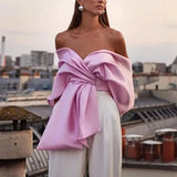 Women's Explosive Bows A Word Shoulder Party Dress +