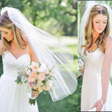 One Layer Short Wedding Veil Cut Edge Tulle Cheap Bridal Veil With Comb Simple Ivory White Bride Veils Wedding