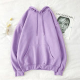 Cotton Hoodies Women Fashion Solid Color Casual Hooded Sweatshirt Streetwear Loose Hip Hop Pullover Hoodie Couple