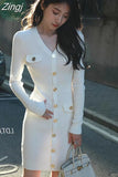 Chic Mini Knitted Dress Spring Autumn Women Casual Ladies Womens Office Elegant Knit Dresses 2023 New Modis Woman
