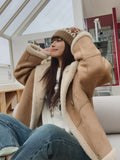 Winter Korean Style Coats Women's Stylish Jackets Fur Integrated Motorcycle Jackets Thickened Lamb Wool Quilted Short
