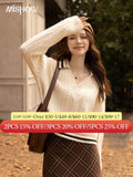 Women's Loose Sweaters 2022 Autumn Winter Soft Waxy Style Turn-down Collar V Neck Contrast Stripe Warm Tops