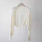 Silk Sunscreen Knitted Cardigan Women 2023 Summer Thin Strap Small Shawl Air Conditioning Shirt Bat Sleeve Cover Tops