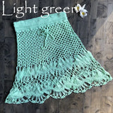 Queens Summer Fashion Hand Weaving Women Solid Sexy Hollow Out Beach Belt Bohemian Mini Skirts Ladies Boho