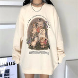 Hip Hop Streetwear Funny Cats Sweatshirt Women Oversized Streetwear Casual Kawaii Teens Clothes 2021 Autumn New