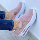 New Large-Size Casual Single-Shoe Women Fly Weave Slope And Magic Sticker Mesh