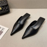 Spring New Temperament Show Thin Pointed Cat And Baotou Cool Slippers Women Wear Fine And Leisure Muller Half