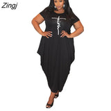 Women Letter Printed African Dress For Women 2023 Summer Short Sleeve O-Neck Dress Casual Loose Maxi Long Dresses