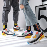 Air Cushion Sneakers Men's And Women's Large Size Light Casual Shoes Color Trend Net Cloth Breathable Running