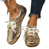 Patchy Fork Women's Spring And Autumn New Flat-Bottomed Retro Front-Lace