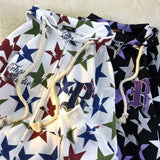 Hop Purple Pointed Star Full Print Hoodie Zipper Cardigan Dark Goth Y2K Clothes Loose Oversized Sweatshirt Harajuku