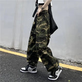 Camouflage Women Cargo Pants Summer Loose High Waist Harajuku Wide Leg Pants Fashion Korean Streetwear Straight
