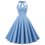 Halter Swing Casual Summer Dress Women Spring Sleeveless Cotton 50s 60s A Line Office OL Tunic Party Casual