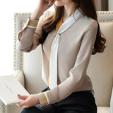 OL office Women Tops and Blouse Vintage Long Sleeve Chiffon Tops Blusas Mujer De Moda 2022 Elegant Autumn