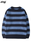 Sweater Women Pullovers Knit Casual Striped Pullovers Jumper Warm Teen Gril Streetwear Knitwear Sueters De