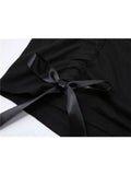 Black Bow Lace Up Gothic Crop Top Women 2023 Summer Streetwear Harajuku Causal Tees Short Sleeve Goth T-Shirt