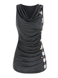 Color Strappy Cinched Heathered Blouson Tank Top Women Cami Plain Casual T shirt High Stretch