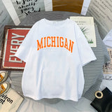 Summer Women Tshirts Casual USA Area Printed Tops Tee Female T Shirt Short Sleeve T Shirt Plus Size Streetwear T