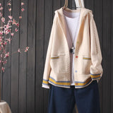 women's 2021 autumn new hooded knitted cardigan Korean style small fresh button sweater outer top