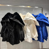 2022 Winter Sailor Collar Drawstring Waist Fleece Parkas Fleece Thick Jacket Women Trenchcoat