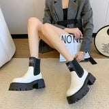 England Style High Street Retro 2022 Spring And Autumn Cowhide Chelsea Boots Women Casual