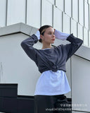 Spring And Autumn New Solid Color Long-Sleeved T-Shirt Women Hot BF Wind Lengthn Cotton Top