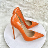 Women Pumps Shoes Snake's Pattern Pointed Toe Sexy High Heels 12 cm Designer Shoes plus size 33-45 YG020