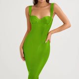 Bandage Dress Rose Red Strap Bodycon Dress For Women V-neck Summer Elegant Celebrity Evening Club Party Dresses Outfit