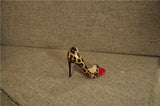 Onlymaker Women's Peep Toe 12cm High Heels Leopard print Pumps Sandals Woman Dress Party Office Slipper Shoes Big Size